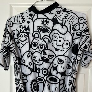 Men's Black and White Graphic Cycling Shirt